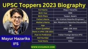 Mayur Hazarika IFS 2023 Biography, Age, Caste, Marks, Marksheet