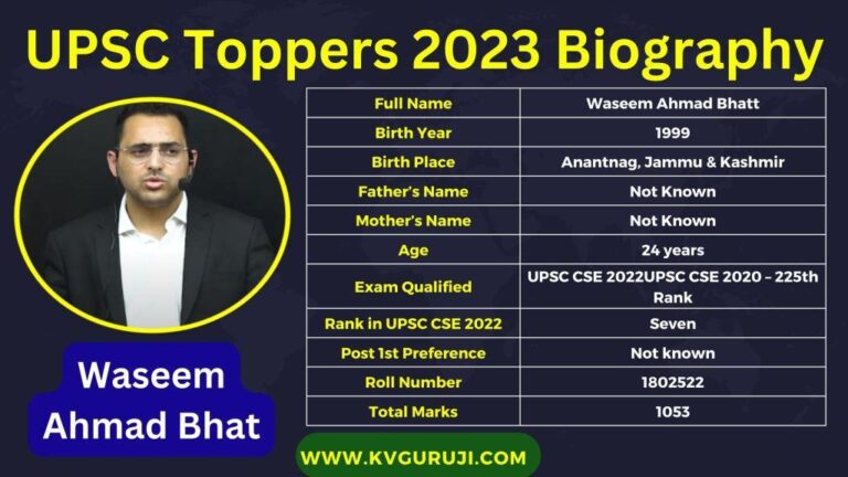 Waseem Ahmad Bhat IAS 2023 Biography, Age, Caste, Marks, Marksheet