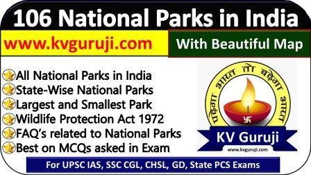 106 National Parks in India SSC, UPSC List GK Questions 2023