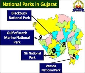 National Parks in Gujarat Map (Gir)