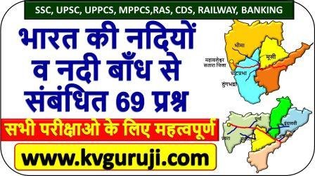 Rivers of India GK in Hindi Questions and Answers SSC, UPSC