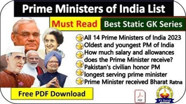 All Prime Ministers of India from 1947 to 2023 Free PDF | India PM List