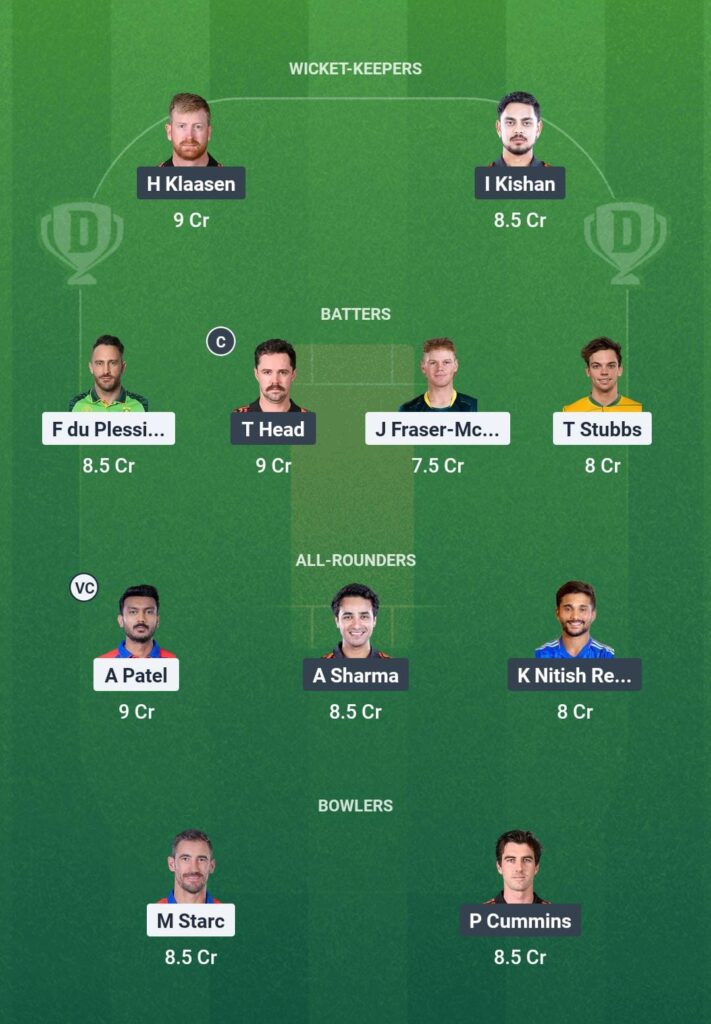 Small League Team for DC vs SRH Dream11 Prediction