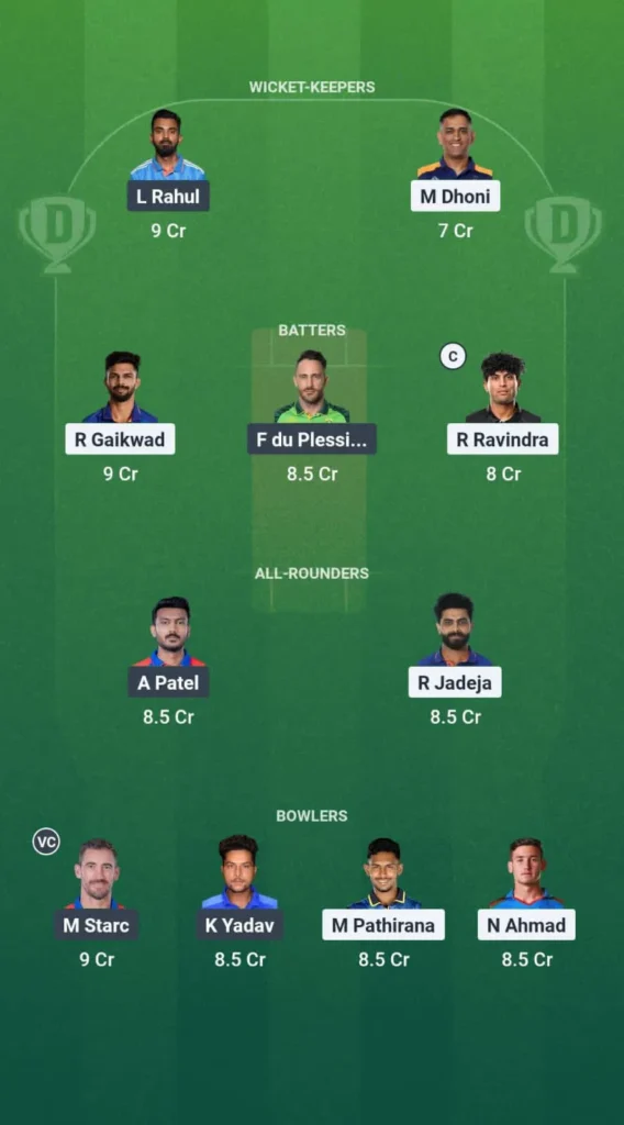 CSK vs DC Dream11 Prediction Team 1