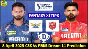 8 April 2025 CSK Vs PBKS Today Dream11 prediction IPL: Playing 11 Pitch Report 1 8 April 2025 CSK Vs PBKS Today Dream11 prediction IPL: Playing 11 Pitch Report