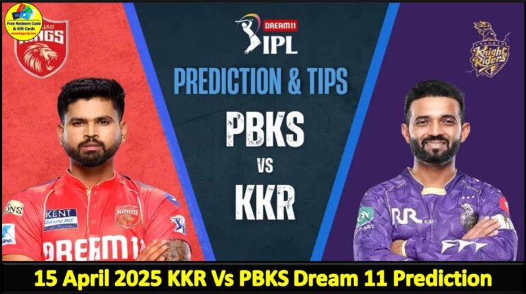 15 April 2025 PBKS Vs KKR Today Dream11 prediction IPL: Playing 11 Pitch Report