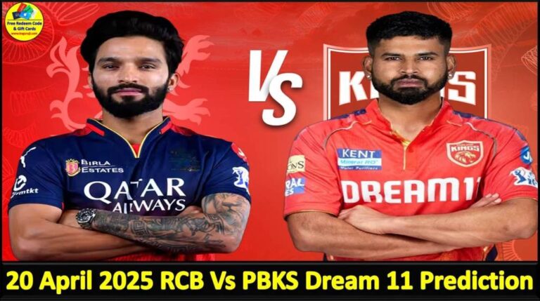 20 April 2025 RCB Vs PBKS Today Dream11 prediction IPL: Playing 11 Pitch Report