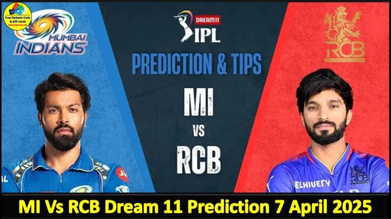 7 April 2025 MI Vs RCB Today Dream11 prediction IPL: Playing 11 Pitch Report