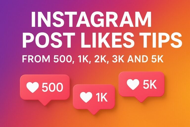 Create a Blog post thumbnail for the post title "Instagram Post Likes Tips: from 500,1K, 2K, 3K and 5K"