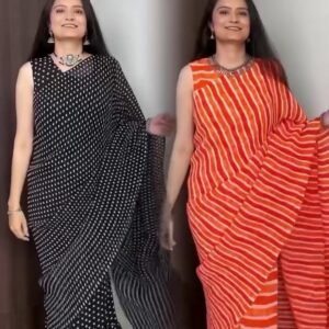 🌸 Ready-to-Wear Bollywood Style Georgette Gown Saree | Digital Print with 2-Meter Ruffle Flair 🌸