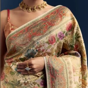 Beige Dola Silk Woven Saree