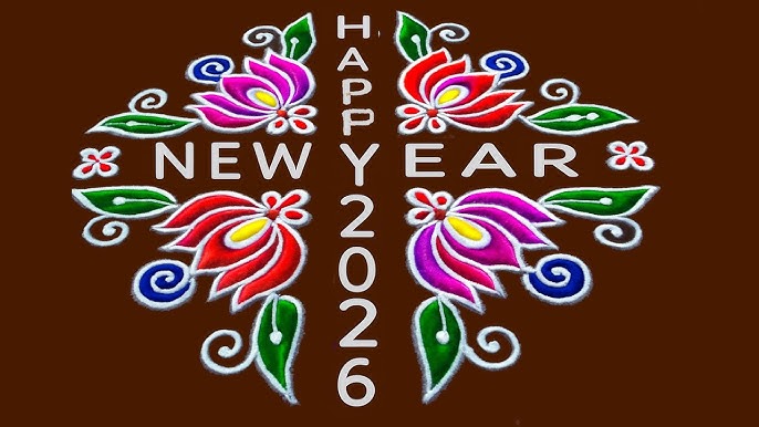 Easy Happy New Year 2026 Rangoli Design Images Free Download