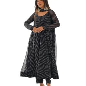 Black Georgette Anarkali Gown with Full Sleeves