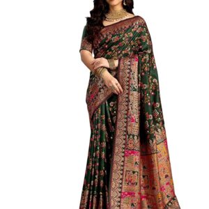 Rani Pink Banarasi Saree with Blouse