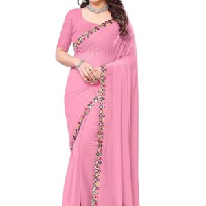 New Fency Georgette Cut Work Saree