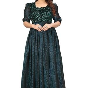 Fashion Elegant Women's Long Gown Green Color