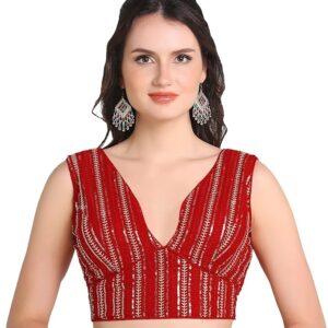 Sweetheart Neck Blouse Sleeveless Red