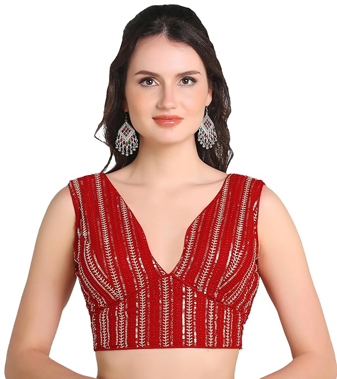 Sweetheart Neck Blouse Sleeveless Red