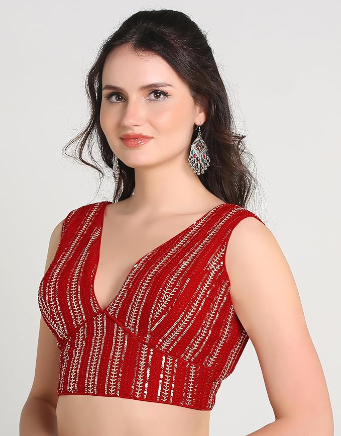 Sweetheart Neck Blouse Sleeveless Red - Image 2