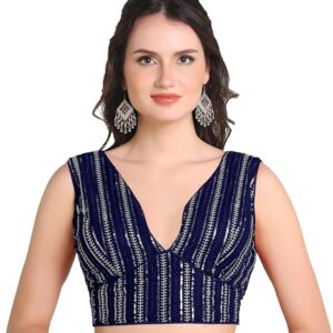Sweetheart Neck Blouse Sleeveless Navy Blue