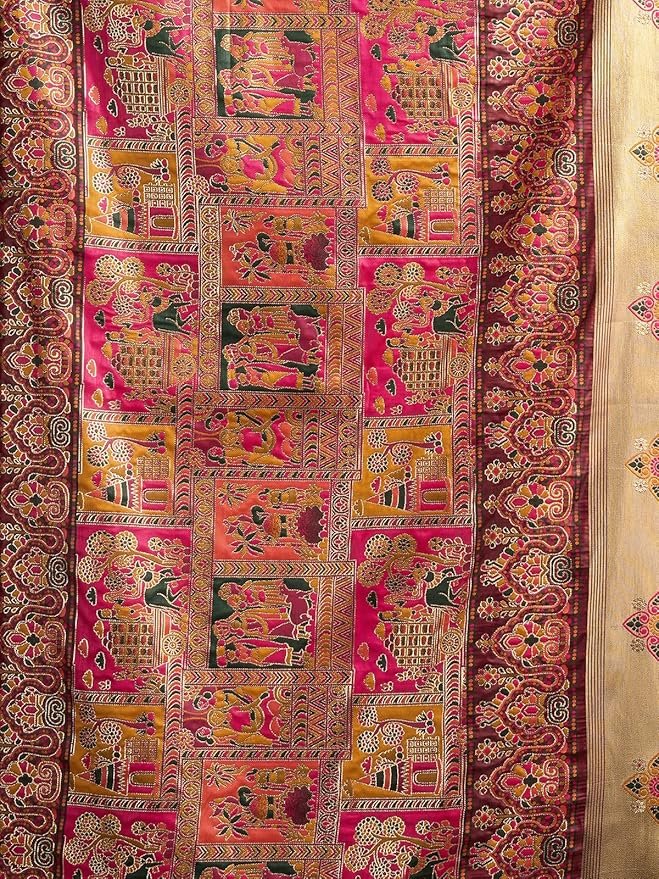 Maroon Banarasi Saree with Blouse - Image 2