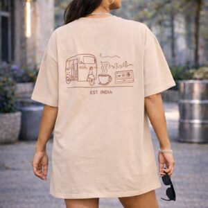 Beige Oversized T-Shirt Dress for Women | Indian Gen Z Streetwear