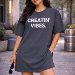 Charcoal Grey Oversized T-Shirt Dress for Women | Indian Gen Z Girls