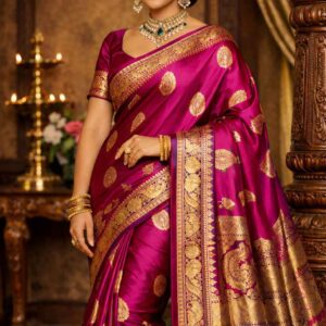 Rani Pink Premium Silk Saree