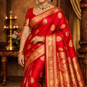 Crimson Red Premium Silk Saree