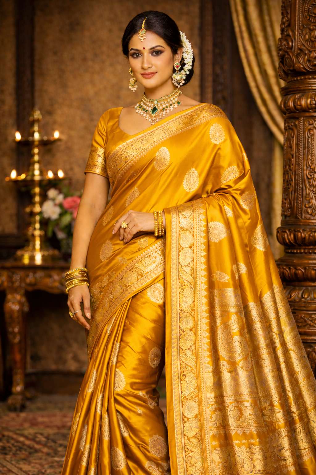 Mustard Yellow Premium Silk Saree