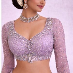 Lavender Heavy Stone Work Designer Blouse