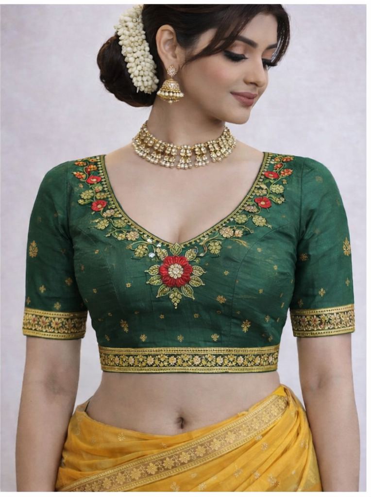 Dark Green Designer Blouse