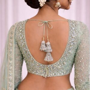 Mint Green Heavy Stone Work Designer Blouse