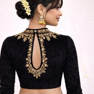 Black Velvet Heavy Stone Work Designer Blouse