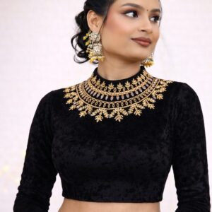 Black Velvet Heavy Stone Work Designer Blouse