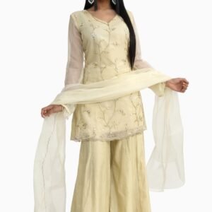 Cream Embroidered Sharara Set – Premium Party Wear
