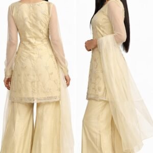 Cream Embroidered Sharara Set – Premium Party Wear