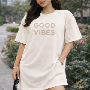 Cream White Oversized T-Shirt Dress for Women | Indian Gen Z Girls