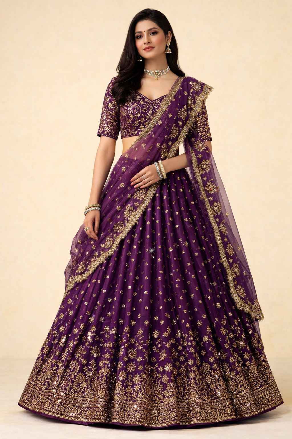 Dark Purple Party Wear Lehenga Choli for Women
