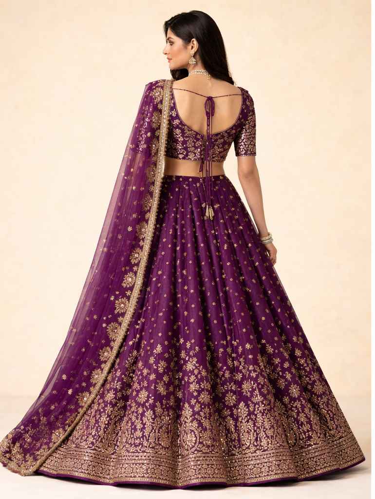 Dark Purple Party Wear Lehenga Choli for Women Vaxriva - Image 3