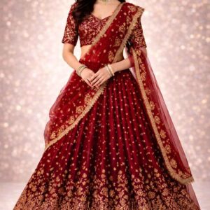 Deep Maroon Wedding Wear Lehenga Choli for Women