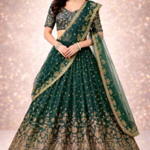 Emerald Green Wedding Wear Lehenga Choli for Women