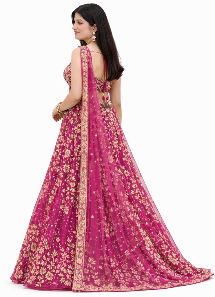 Women Hot Pink Party Wear Lehenga Choli Vaxriva - Image 2