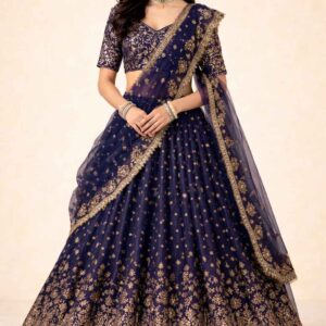 Royal Navy Blue Wedding Wear Lehenga Choli
