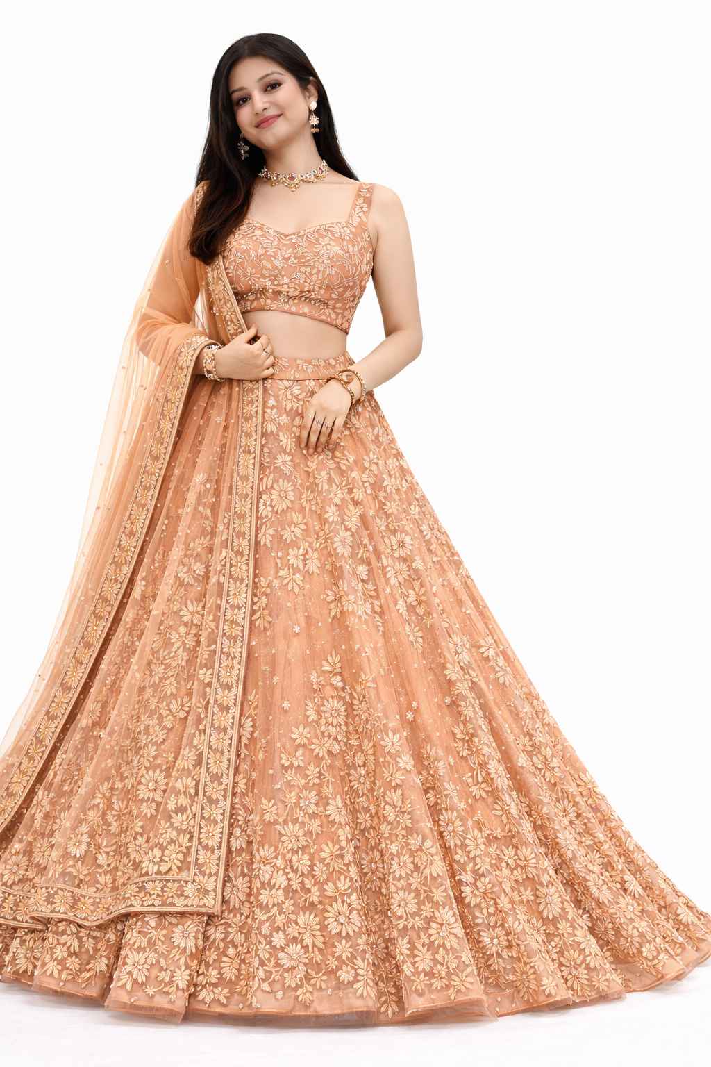 Peach Color Party Wear Lehenga Choli for Women