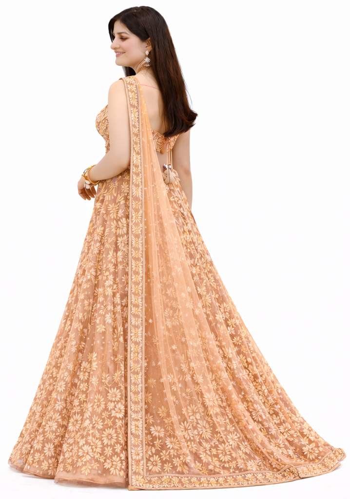 Peach Color Party Wear Lehenga Choli for Women Vaxriva - Image 3