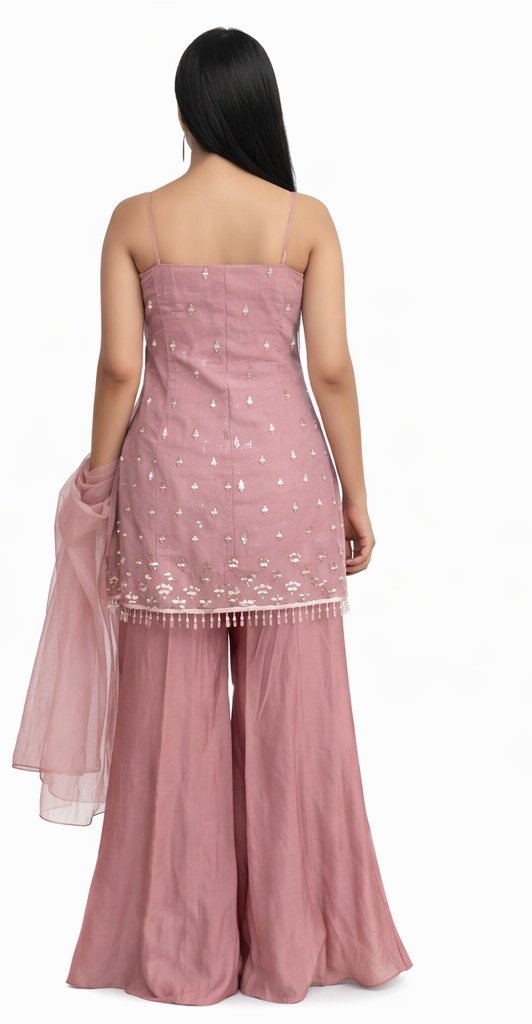 Dusty Pink Embellished Sharara Suit – Premium Look - Image 2