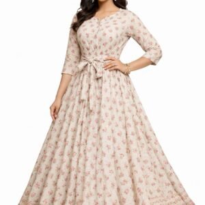 Premium Floral Cotton Maxi Gown – Soft Fabric