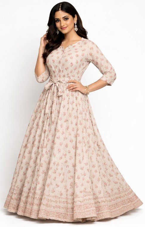 Premium Floral Cotton Maxi Gown – Soft Fabric - Image 4