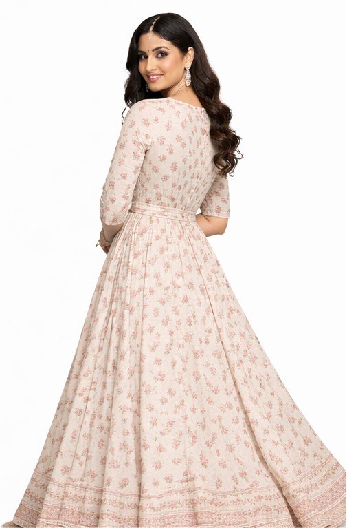Premium Floral Cotton Maxi Gown – Soft Fabric - Image 2